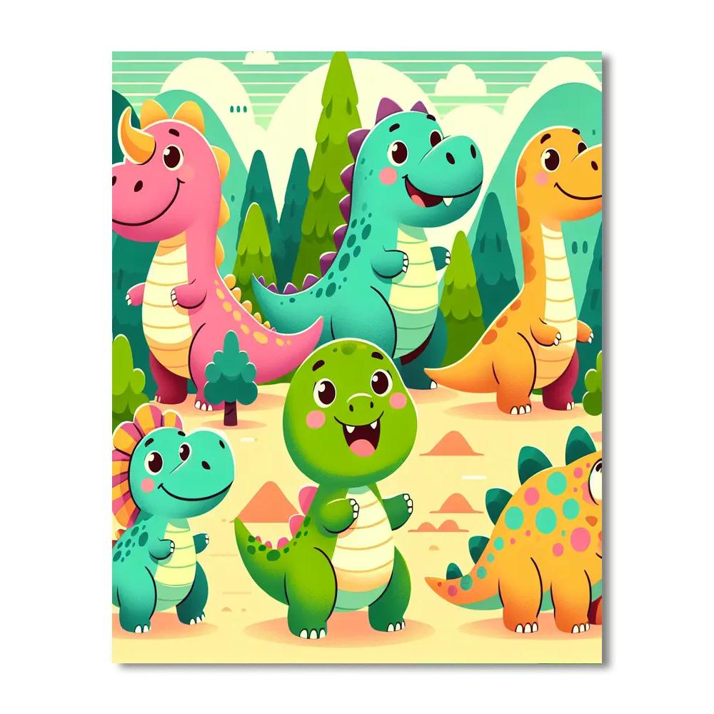 Charming Dino Friends Painting By Numbers Kit