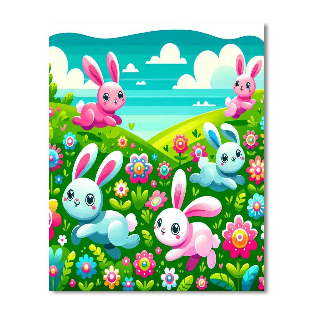 Bouncing Bunny Field Painting Number Kit