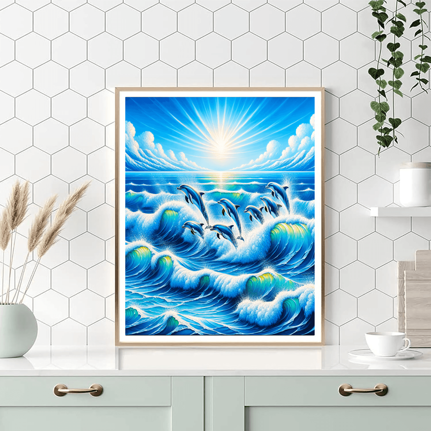 Playful Dolphin Bay Painting By Numbers Kit