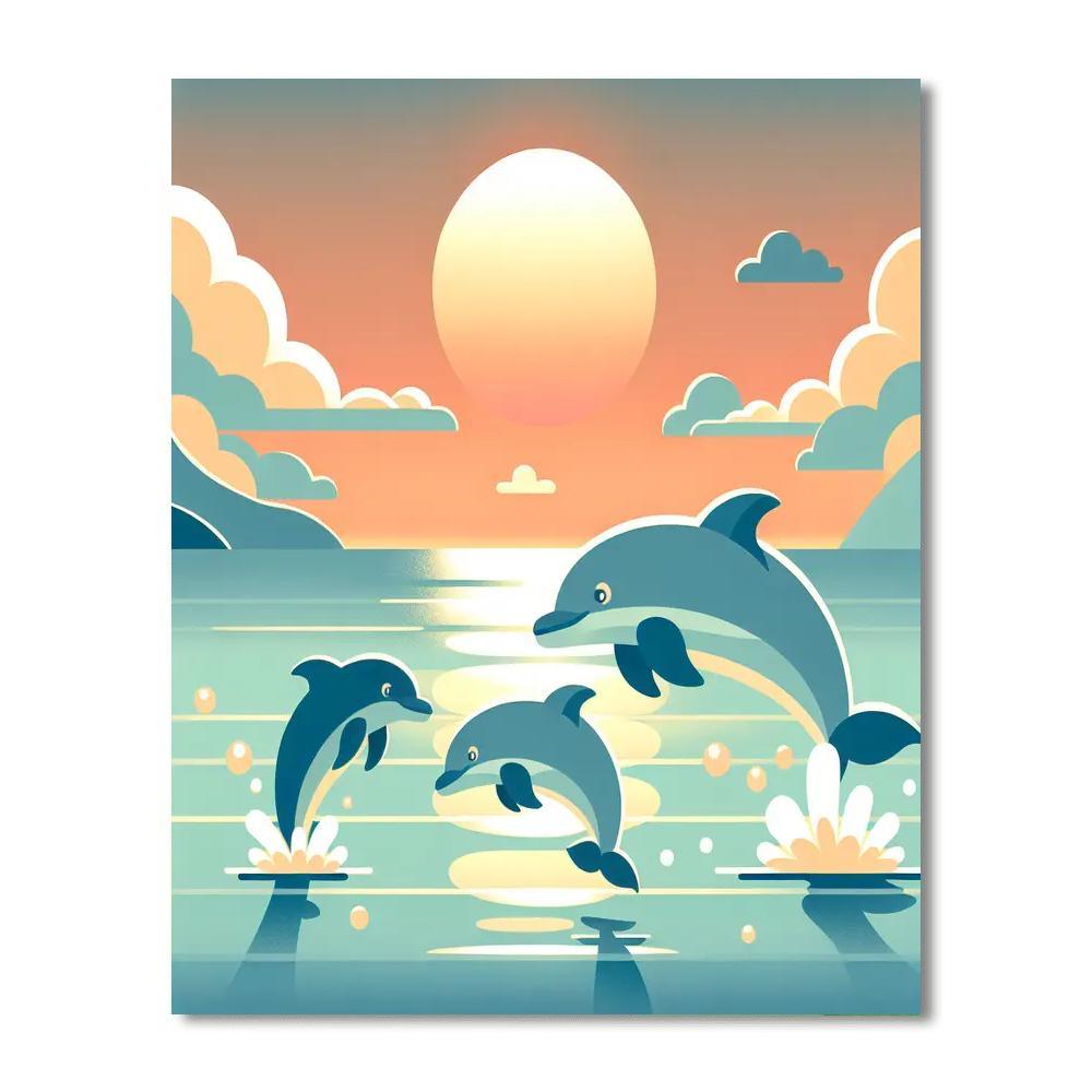 Sunset Serenade With Dolphins Paint By Number
