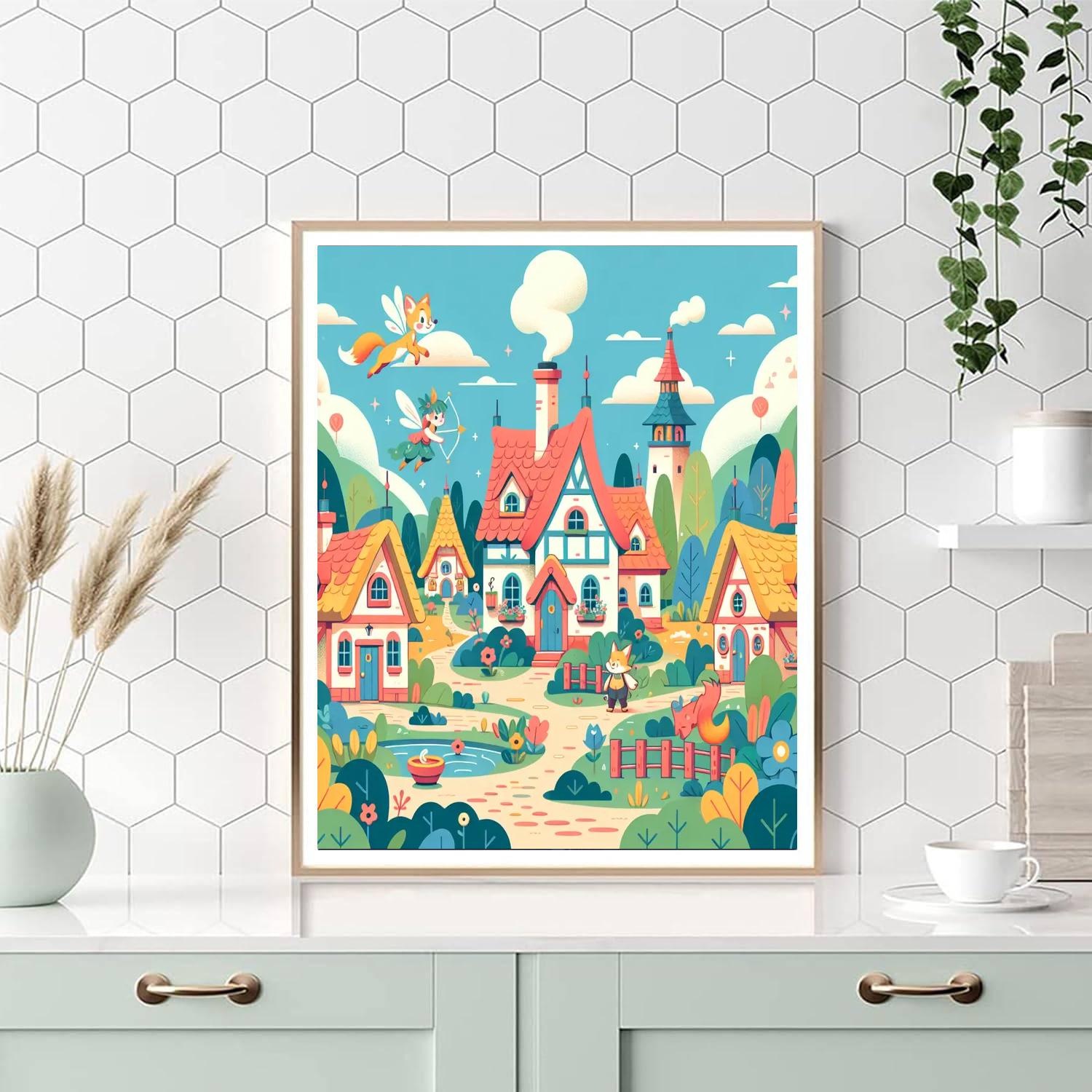 Enchanted Fairy Tale Village Number Painting