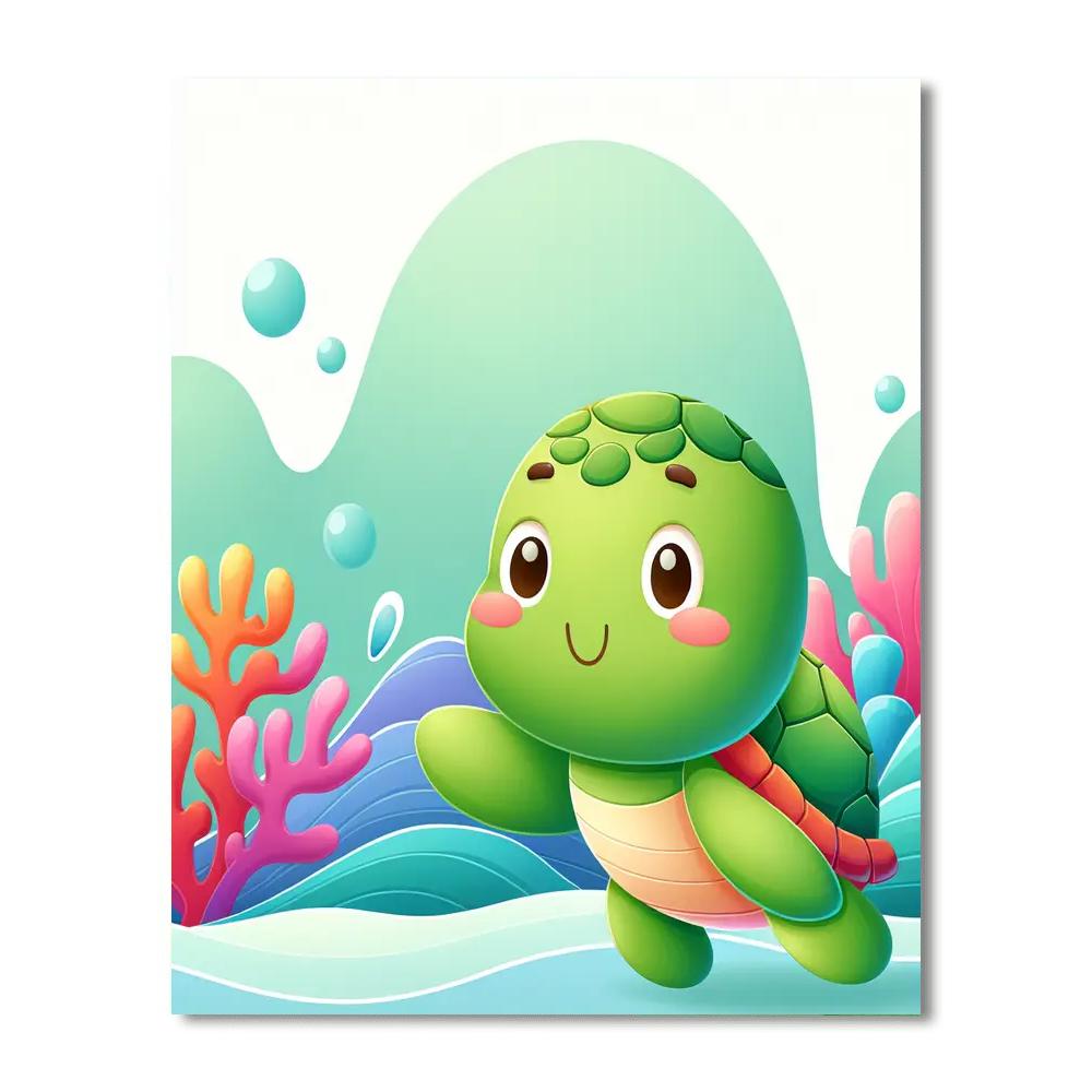 Friendly Little Turtle Painting By Numbers Kit