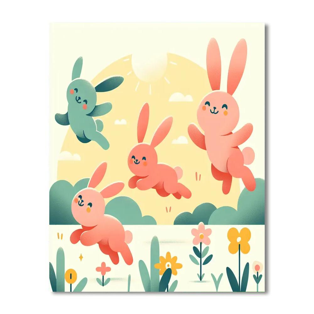 Bouncing Bunny Bash Paint By Numbers Art