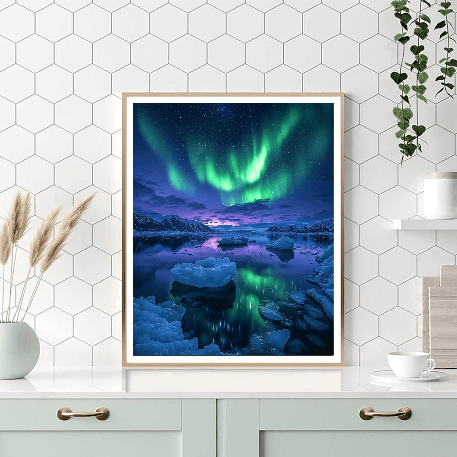 Northern Lights At Jökulsárlón Glacier Lagoon - Iceland Numbered Painting Kits