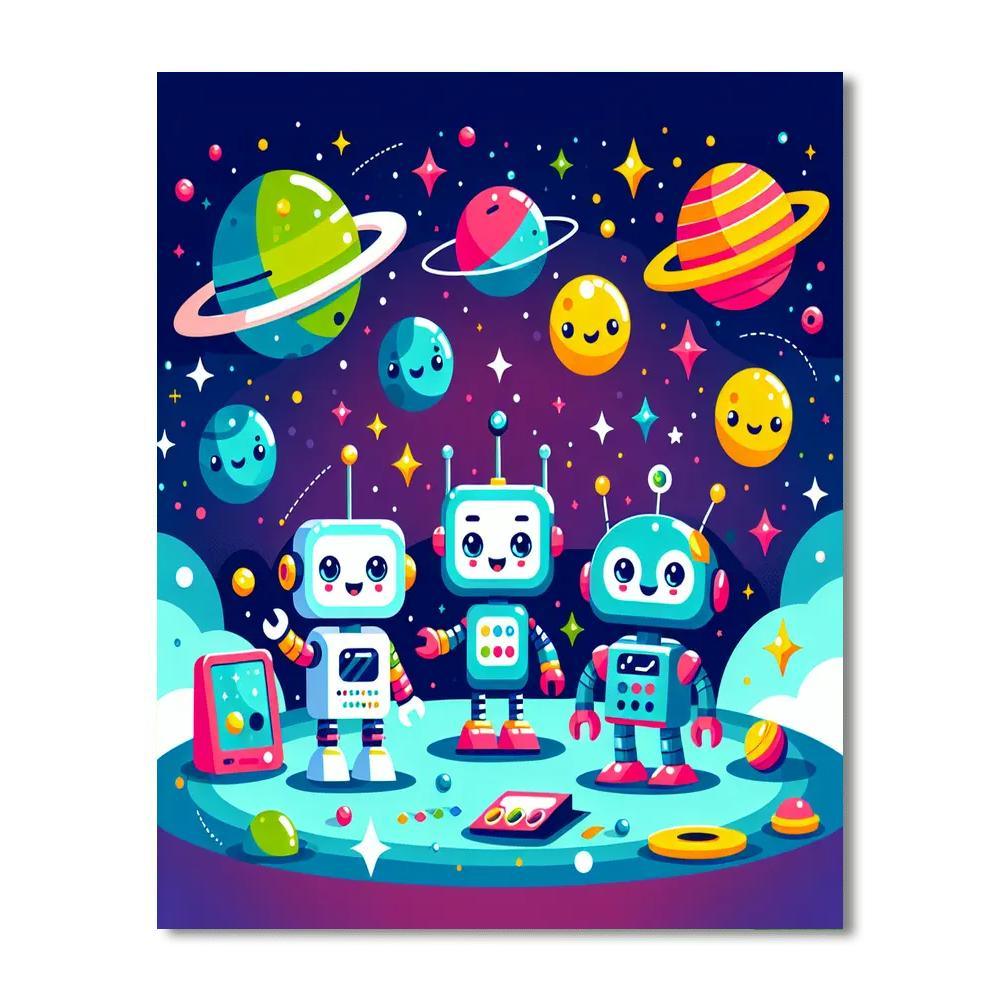 Galactic Adventure With Robots Paint By Numbers Kits