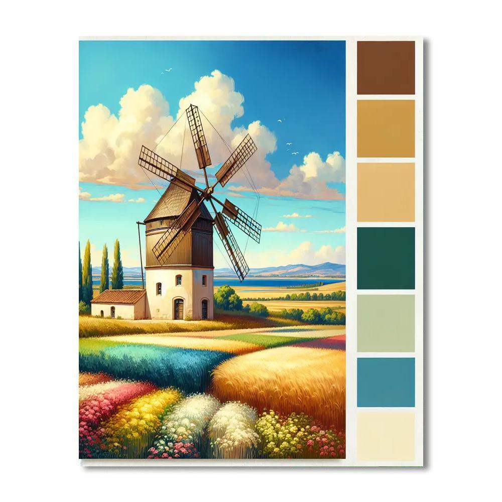 Breezy Windmill Scene Numbered Painting Kits