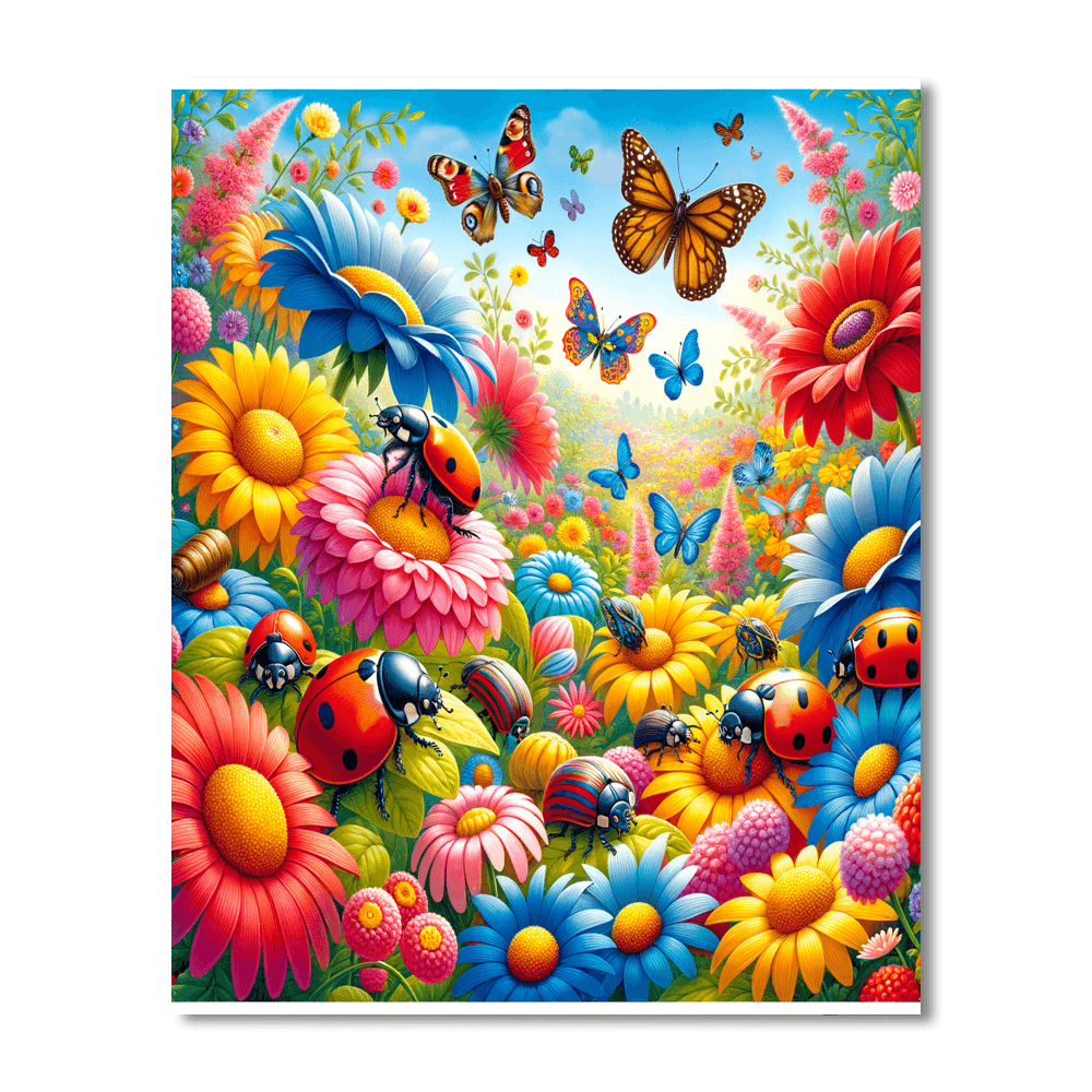 Whimsical Flower Garden Painting Number Kit