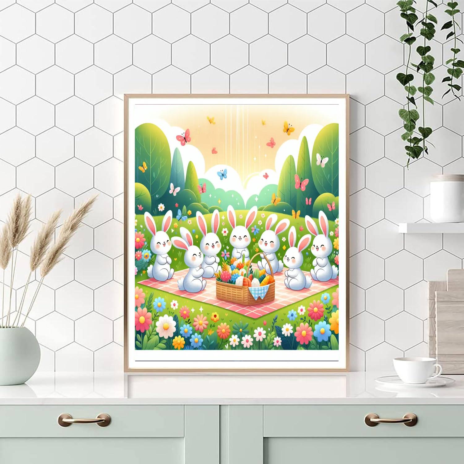 Bunny's Meadow Picnic Number Painting