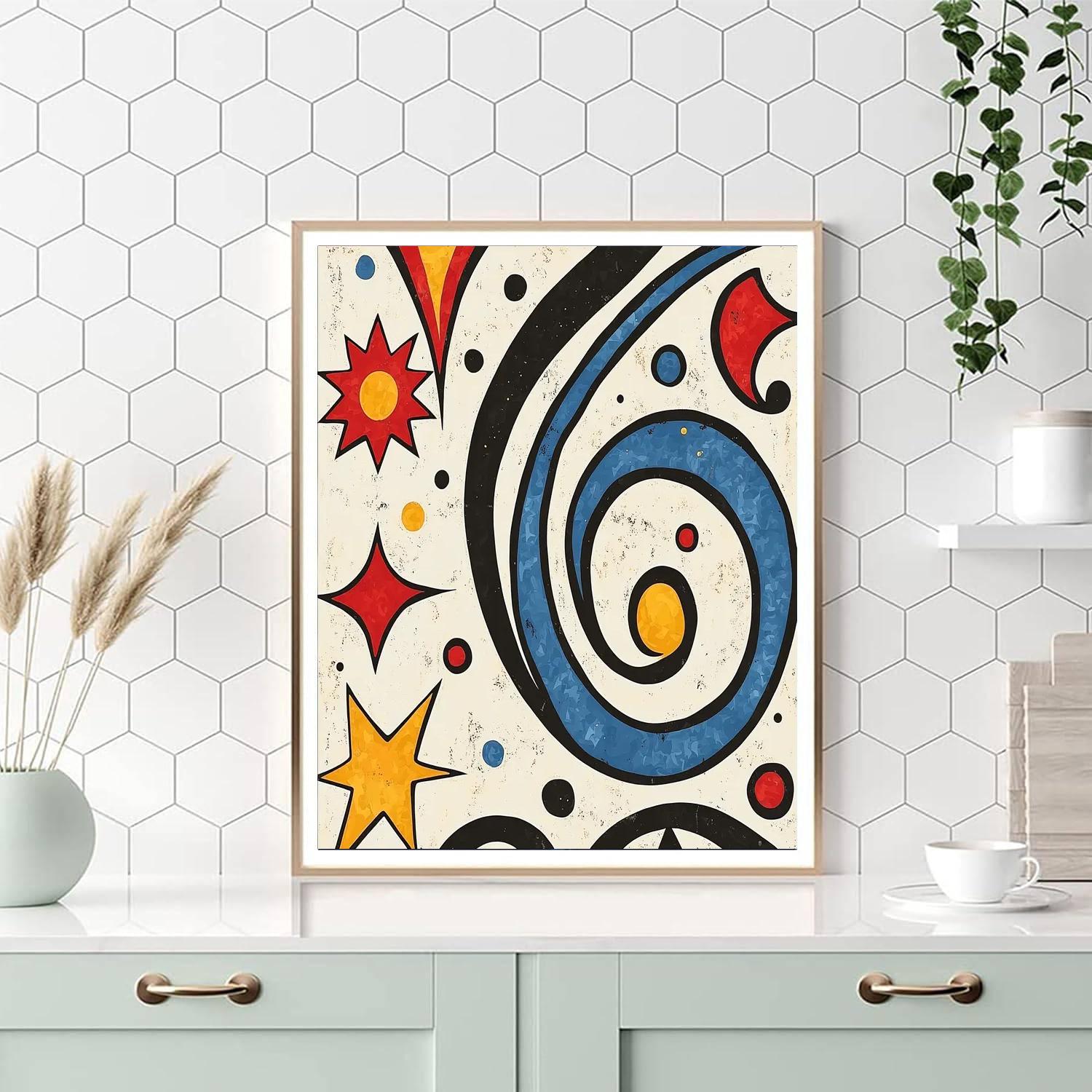 Joan Miró Inspired Whimsical Celestial Dance  Paint By Color