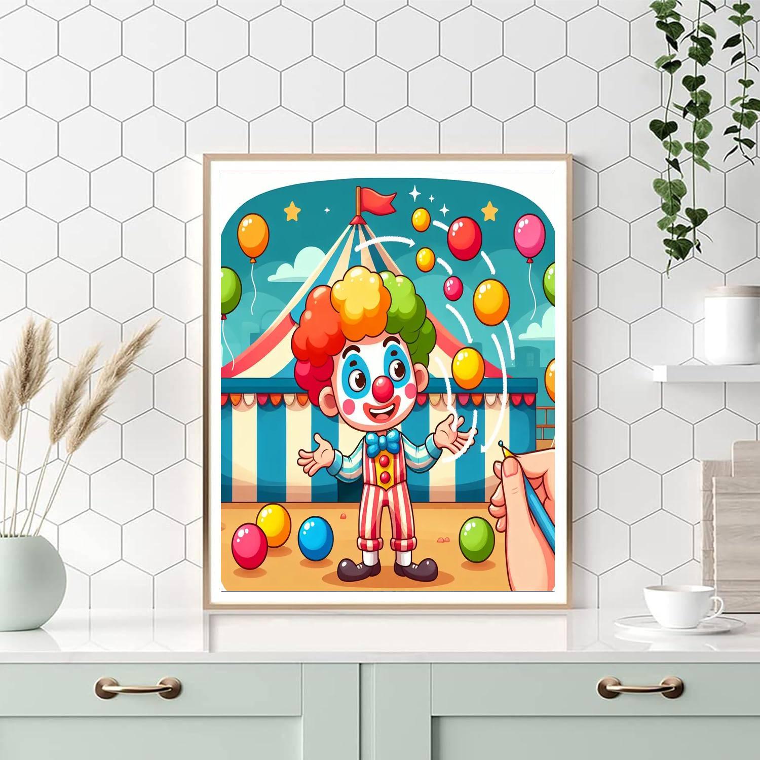Cheerful Circus Clown Fun Paint By Number