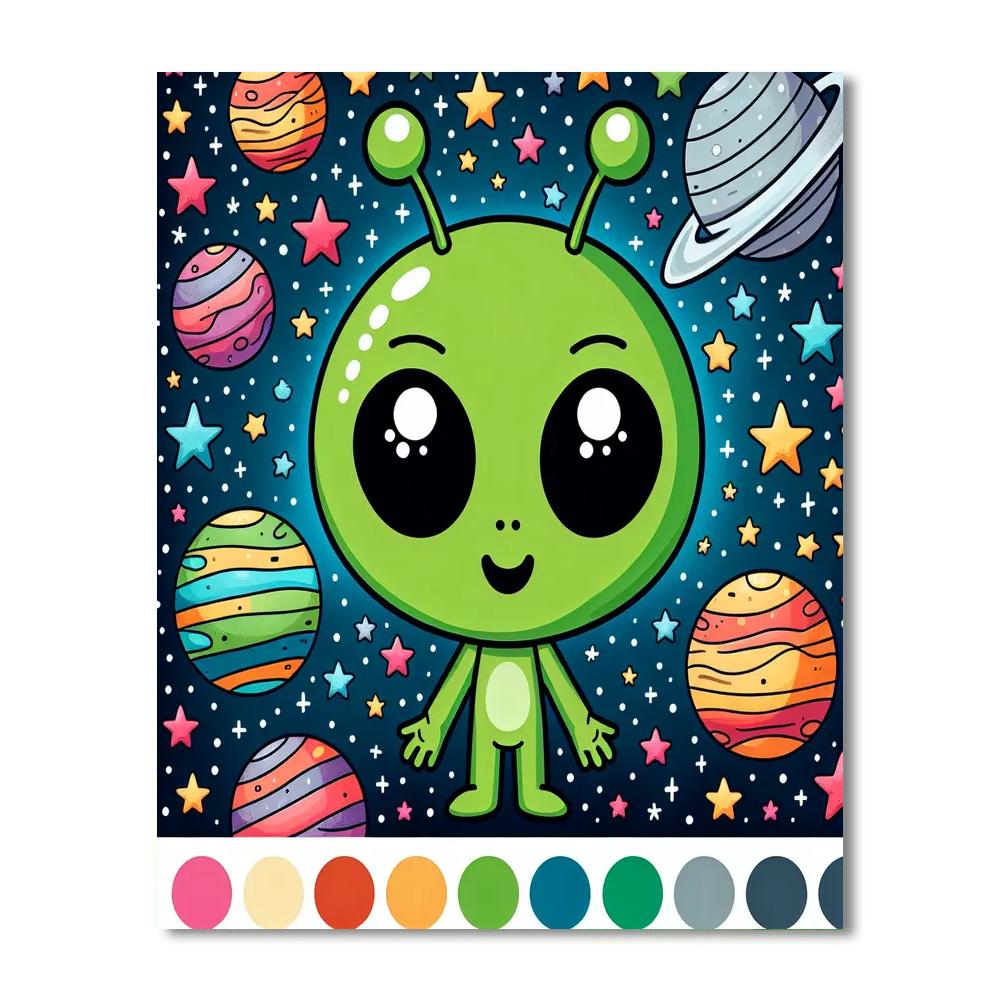 Astro Alien Paint By Numbers Art