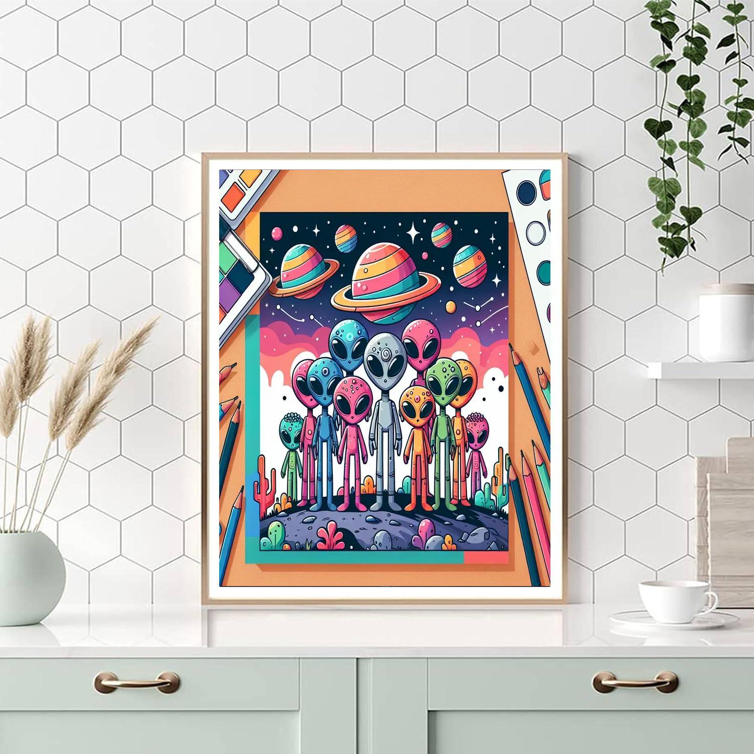 Friendly Alien Colony Numbered Painting Kits