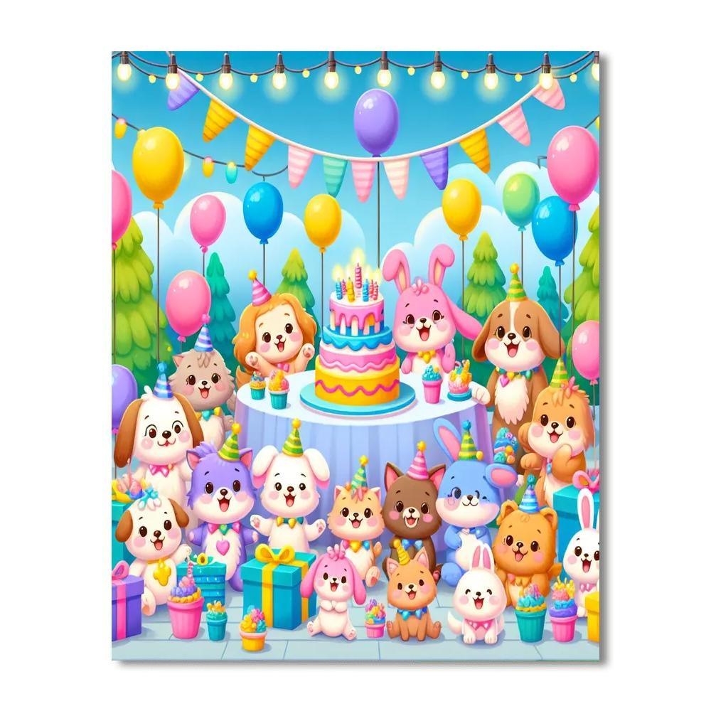 Happy Animal Birthday Party Paint By Number