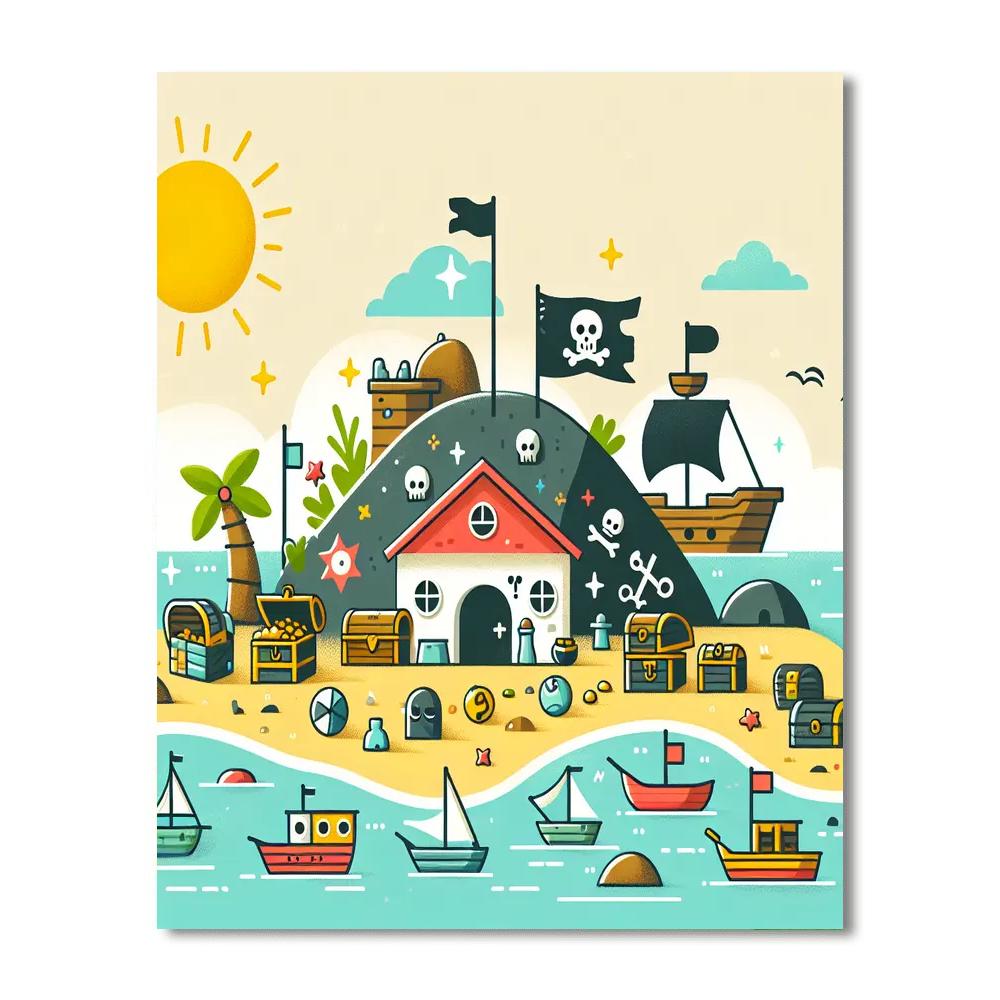 Seaside Pirate Hideout Painting Number Kit