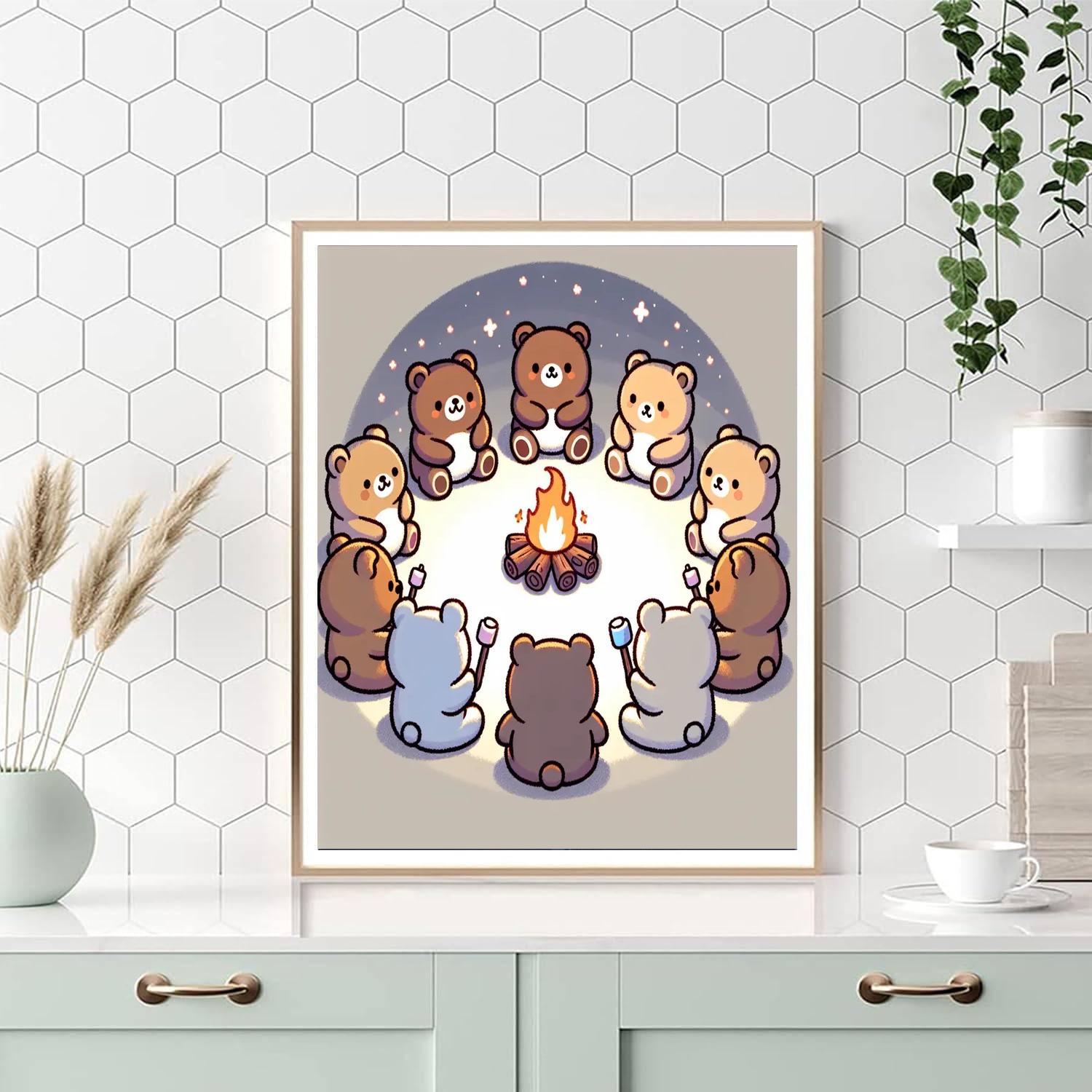 Cuddle Bears Campout Number Painting