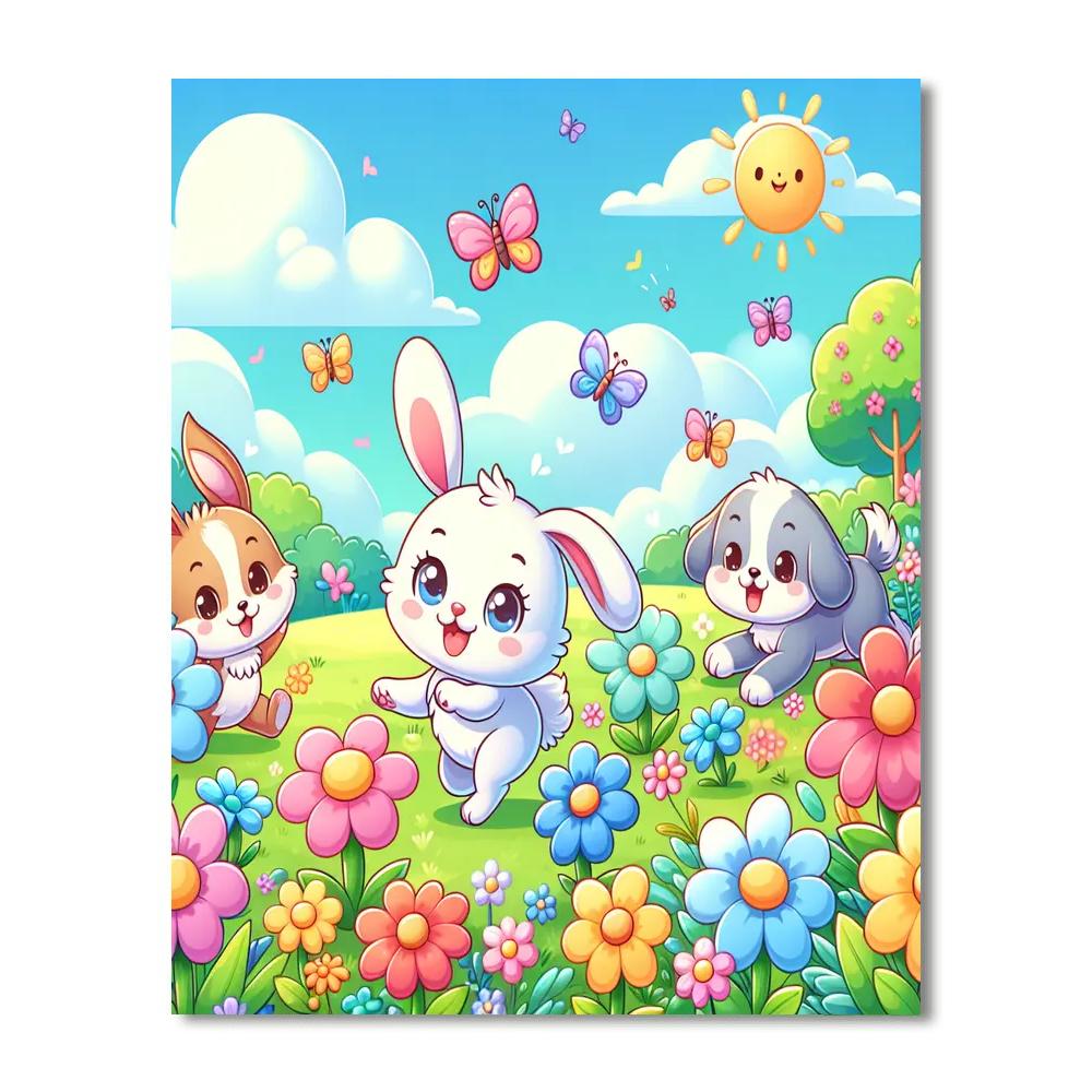 Cuddly Critters In The Meadow Painting Number Kit