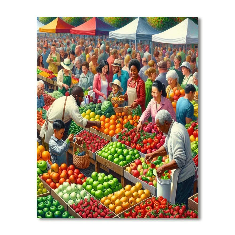 Vibrant Farmer's Market Number Painting