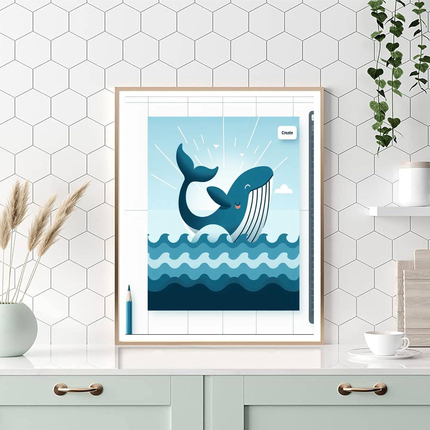 Whale's Whimsical Wave Number Painting