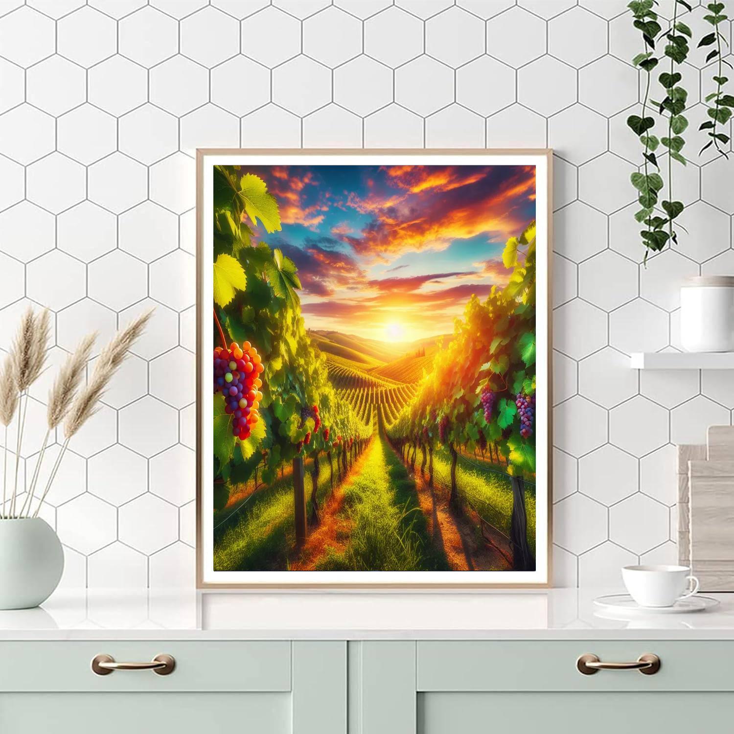 Sunlit Vineyard Romance Numbered Painting Kits