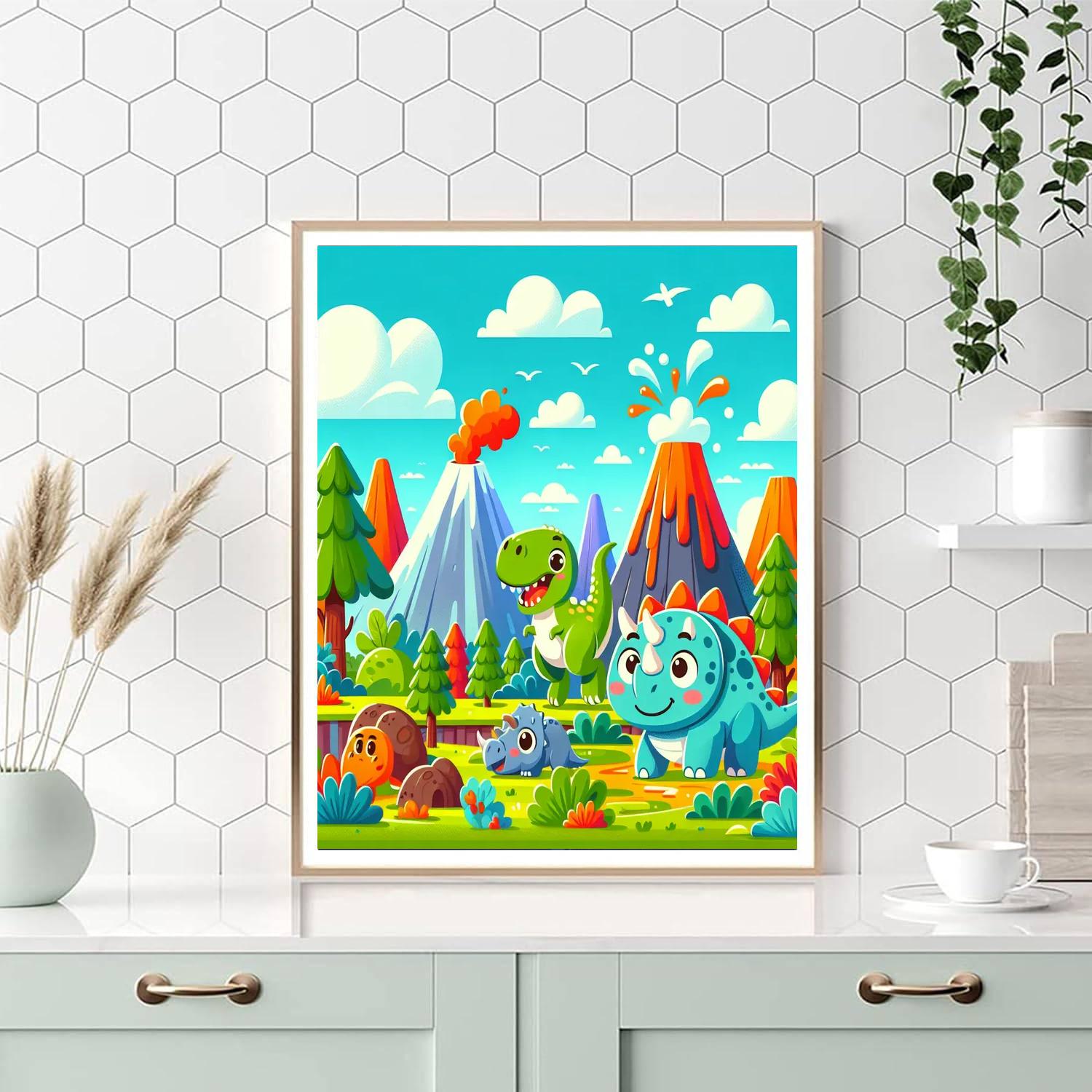 Friendly Dino Adventures Painting Number Kit
