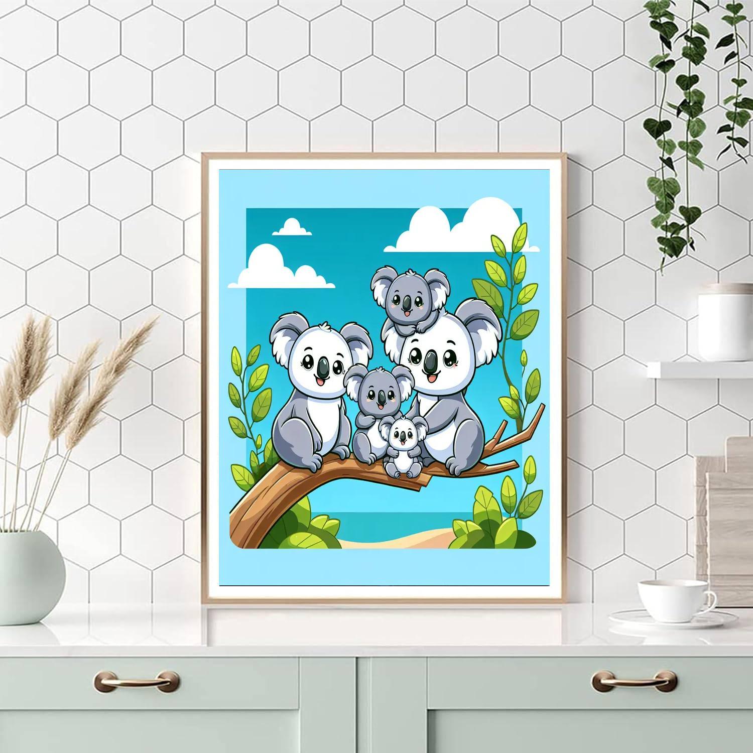 Charming Koala Family Paint By Color