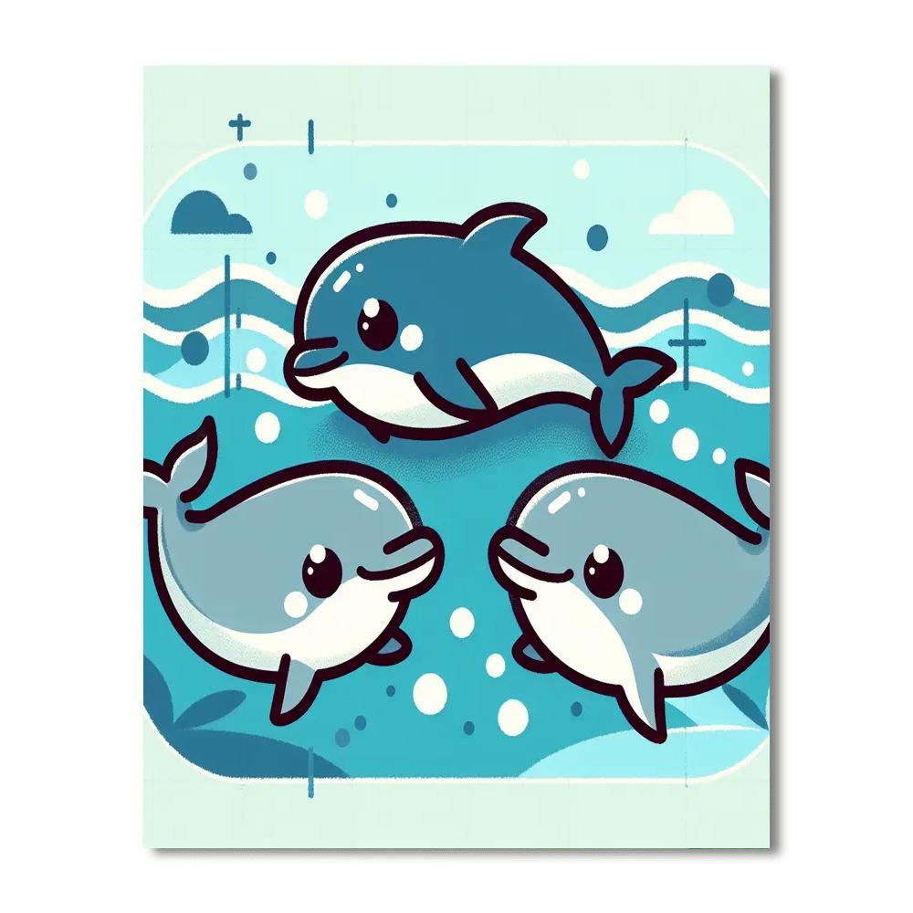 Aquatic Dolphin Playtime Paint By Numbers Art