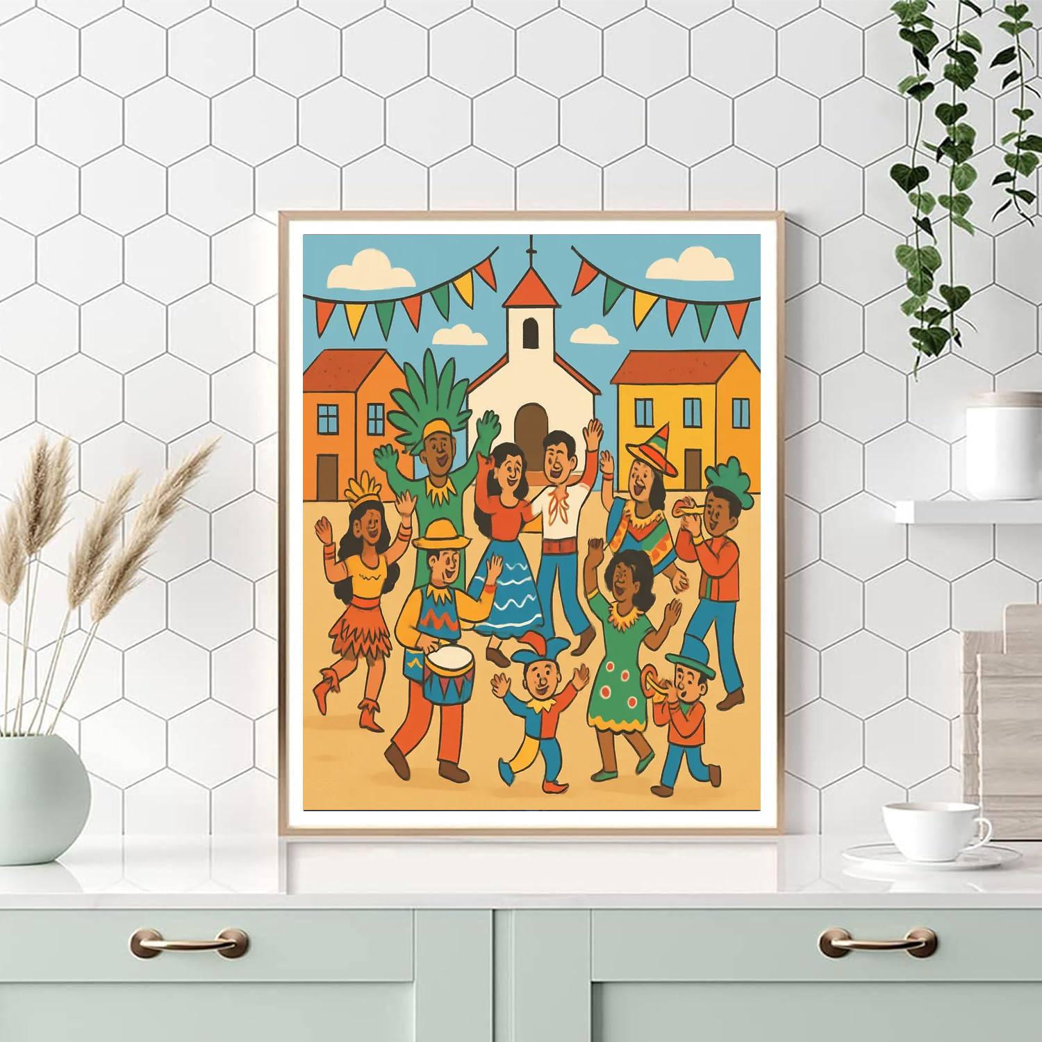 Harmonious Village Festival Painting By Numbers Kit