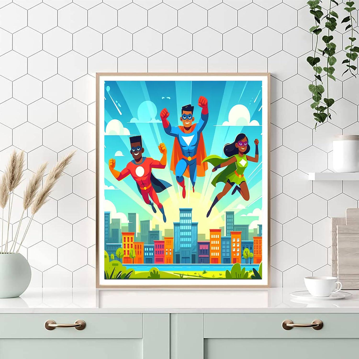 Superhero Dream Team Paint By Numbers Art