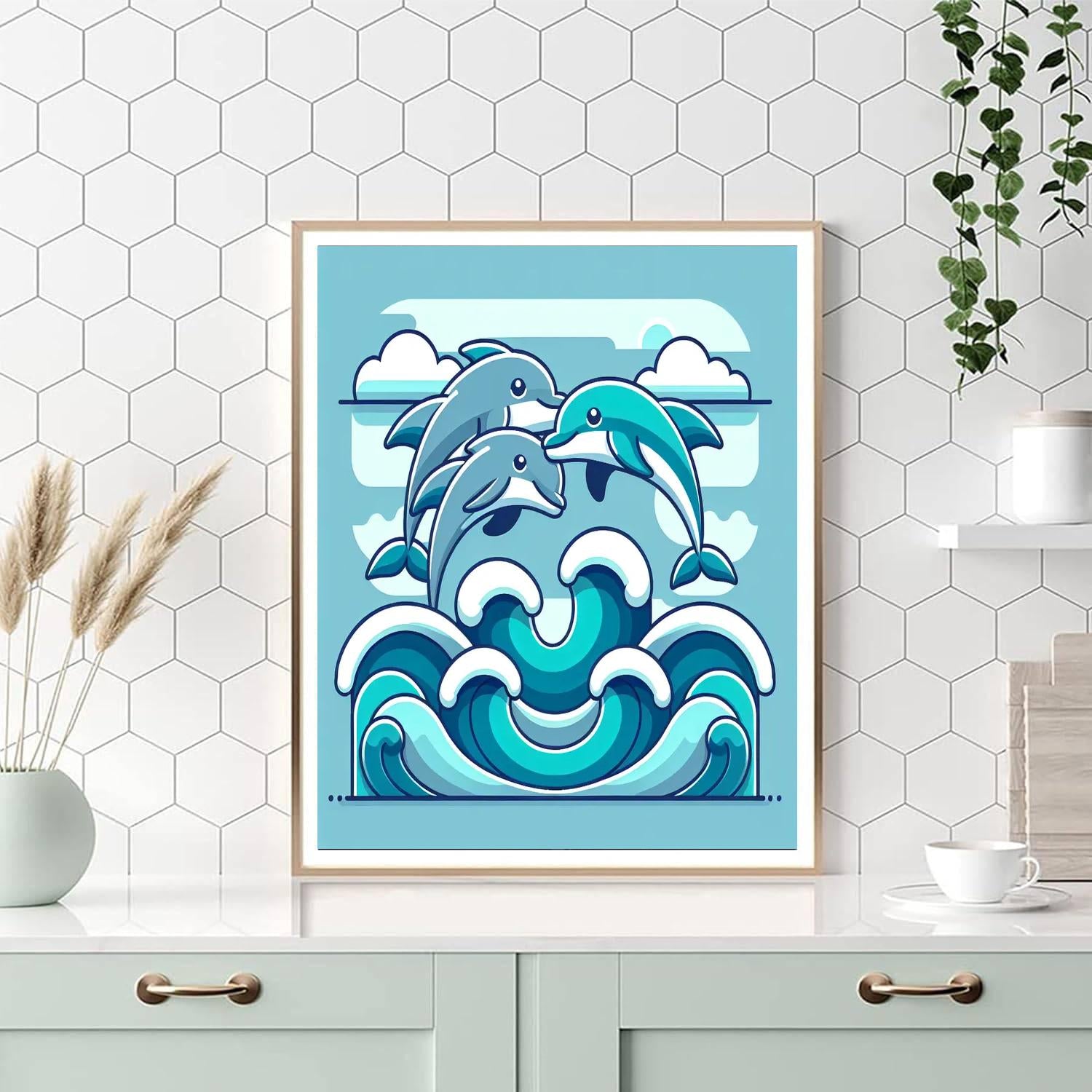 Whimsical Dolphin Leap Paint By Numbers Art