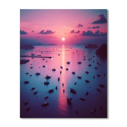 Twilight Harbor Serenity Number Painting
