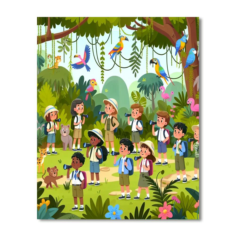 Rainbow Jungle Trek Painting Number Kit