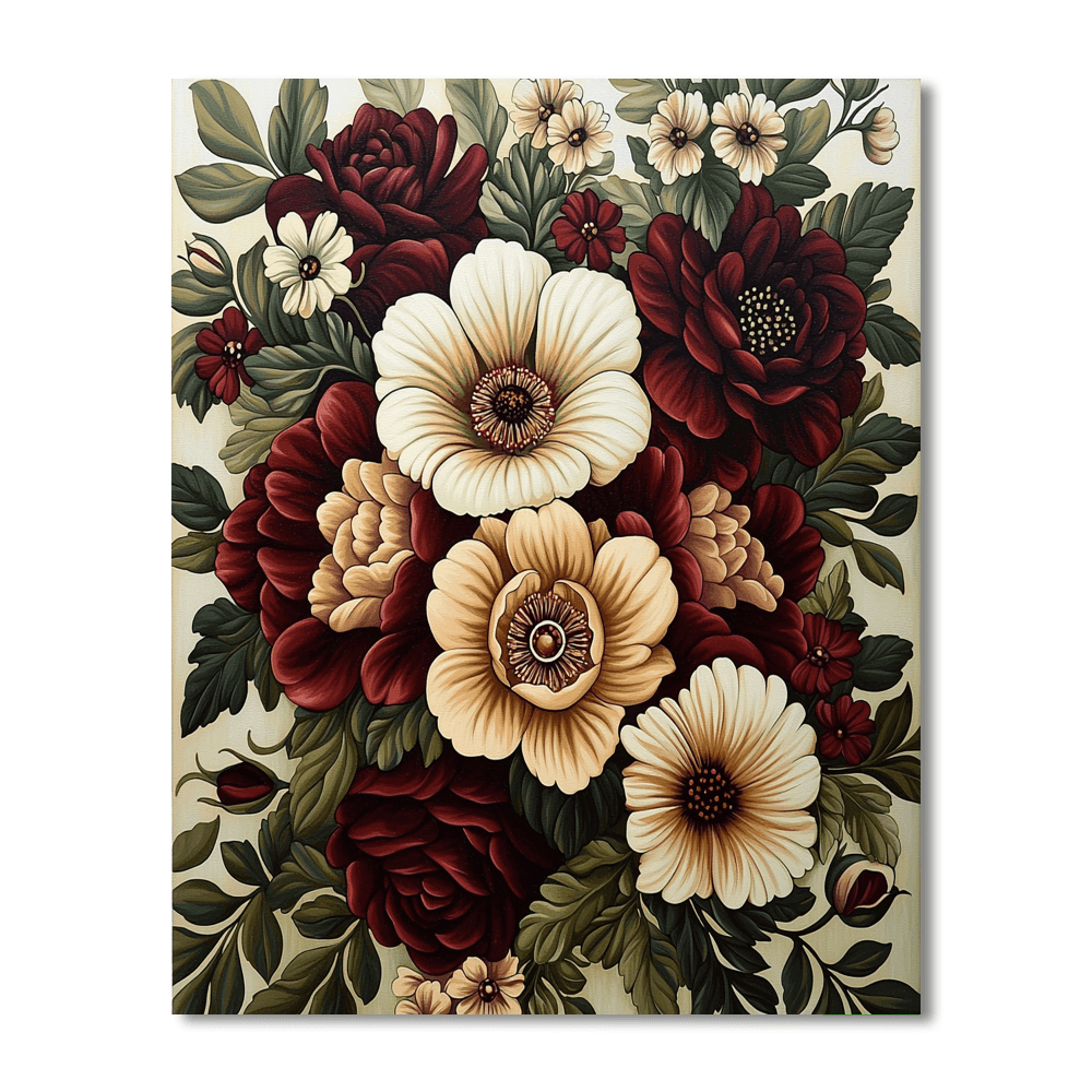 William Morris Inspired Victorian Elegance Bouquet  Paint By Color