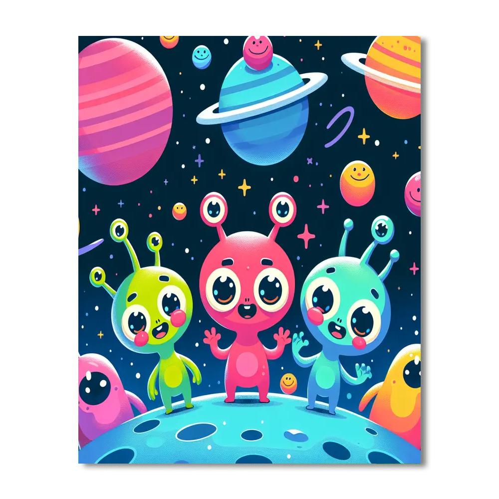 Alien Adventure Scene Painting Number Kit