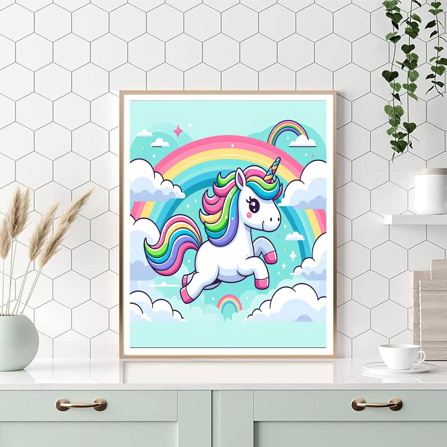 Dreamy Rainbow Unicorn Paint By Numbers Art