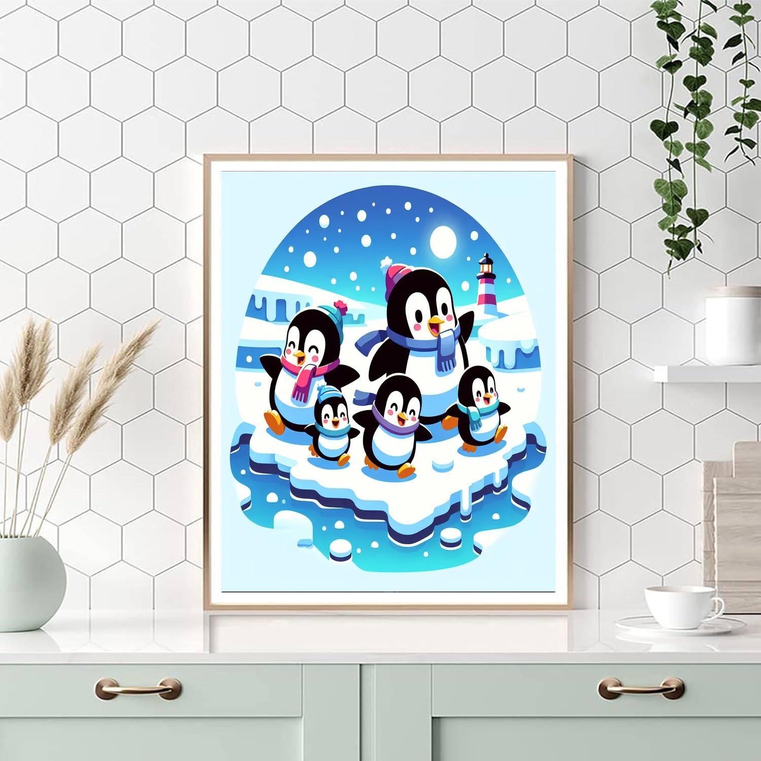Joyful Penguin Family DIY Paint By Numbers