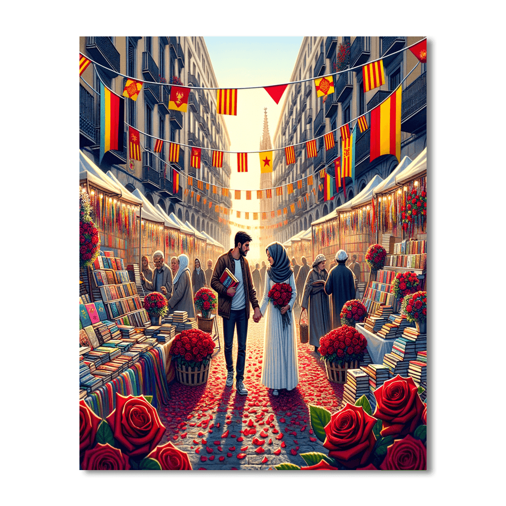 Diada De Sant Jordi - Barcelona Painting By Numbers Kit