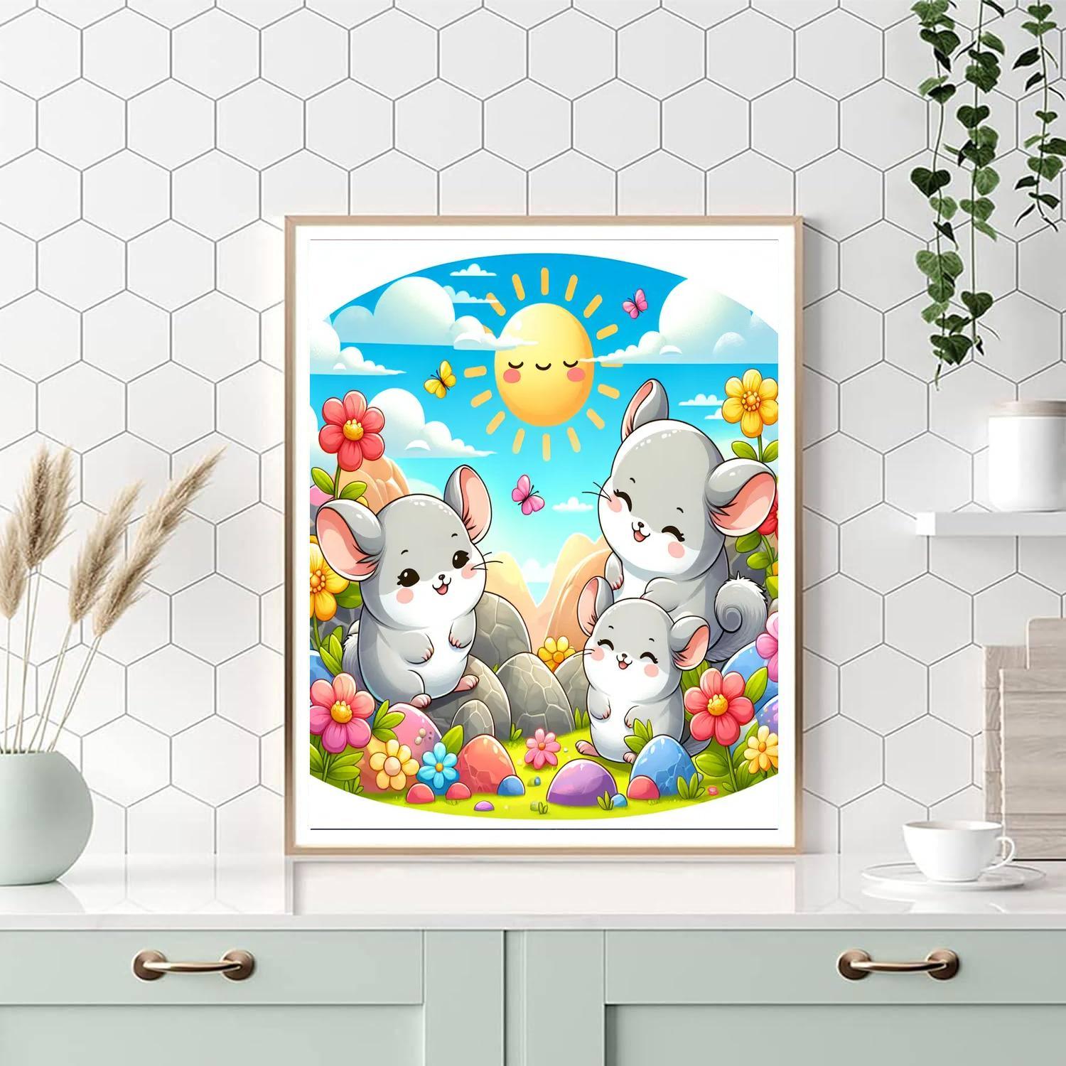 Cheerful Chinchillas Number Painting