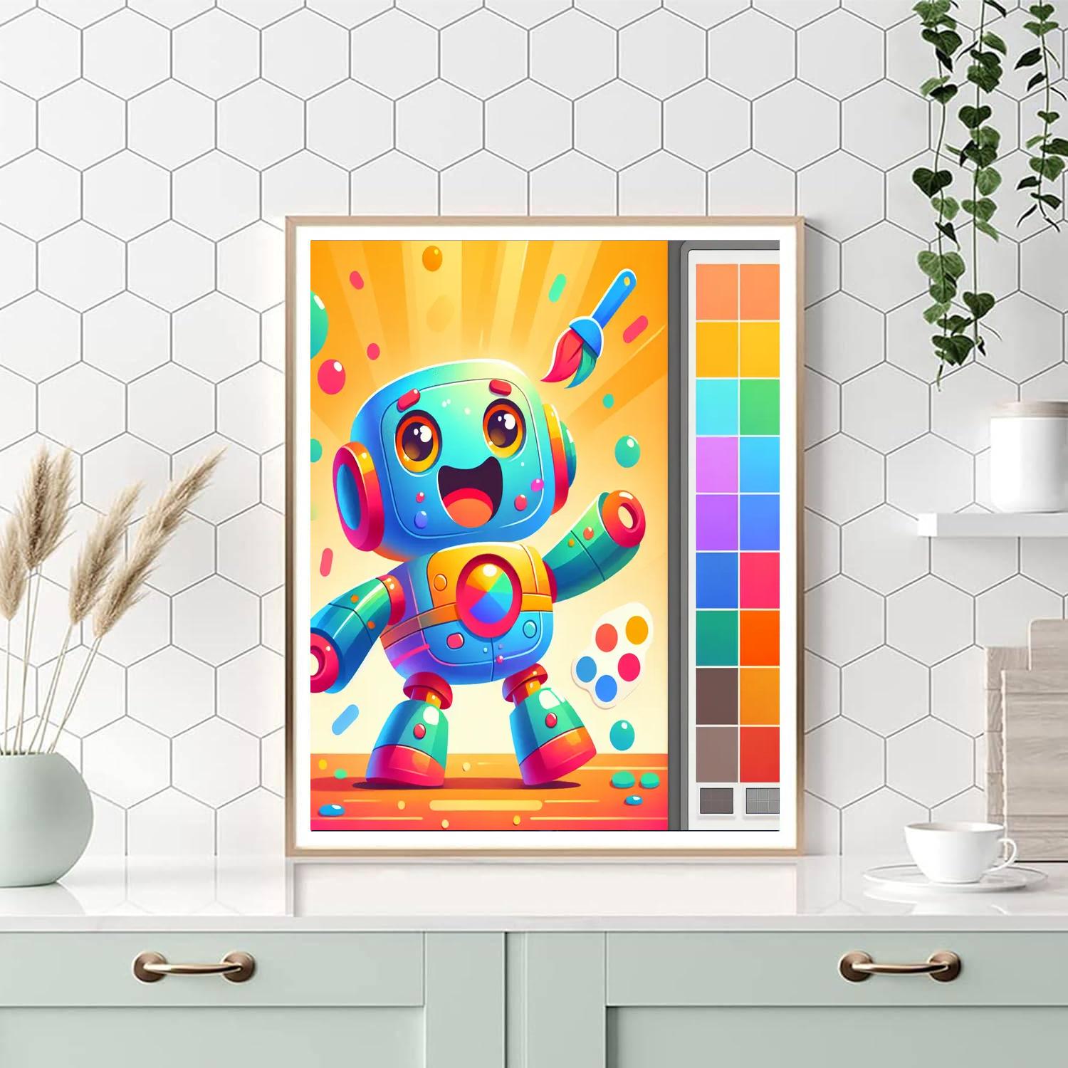 Colorful Robot Friends Number Painting