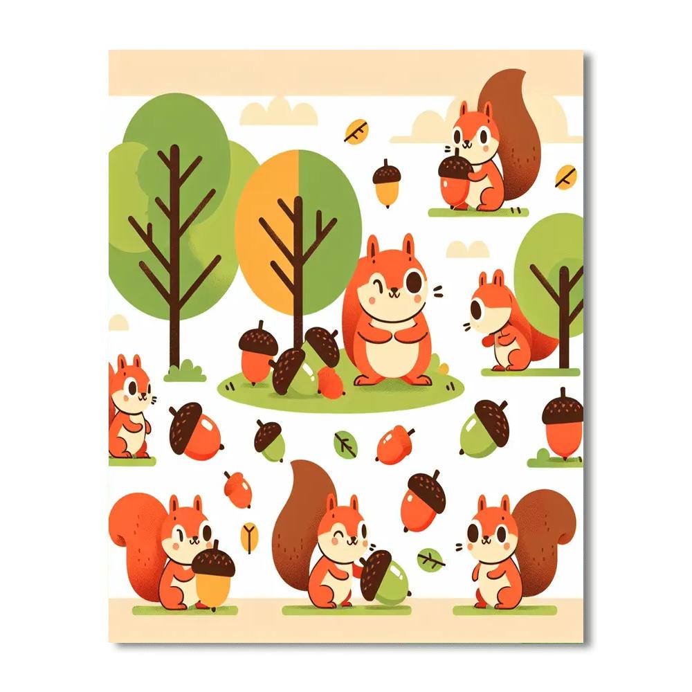 Silly Squirrels And Acorns Painting By Numbers Kit
