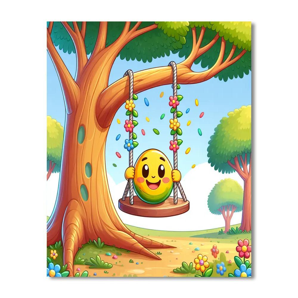 Joyful Tree Swing DIY Paint By Numbers