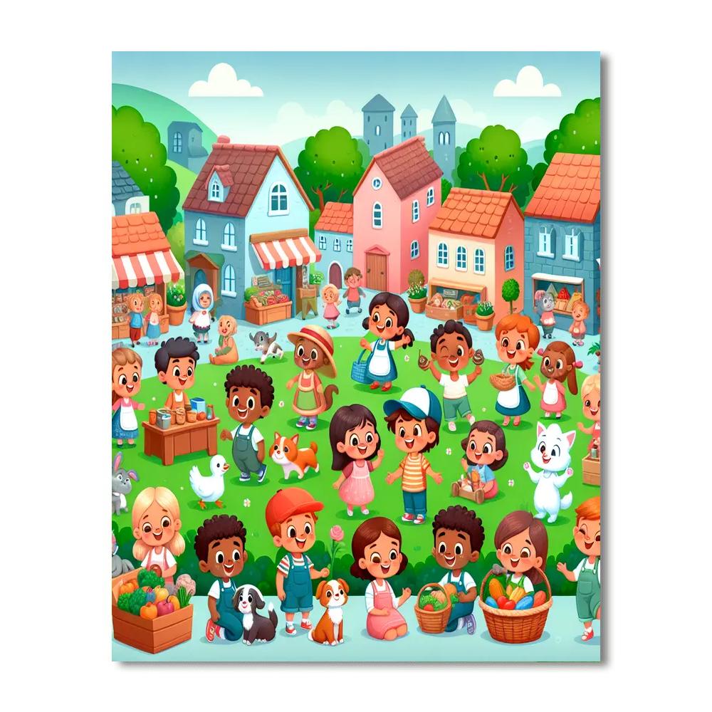 Charming Village Adventure Paint By Numbers