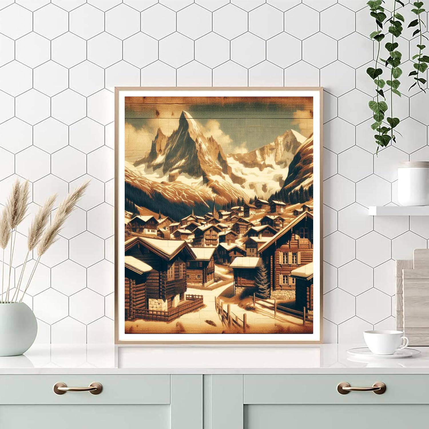 Mountain Village Retreat Painting By Numbers Kit