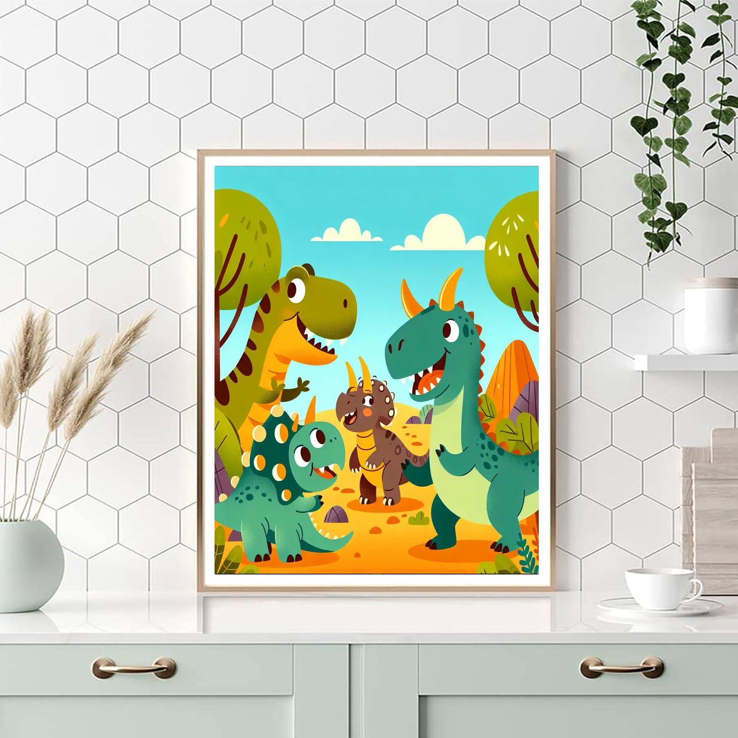 Joyful Dinosaur Expedition Paint By Numbers Kits