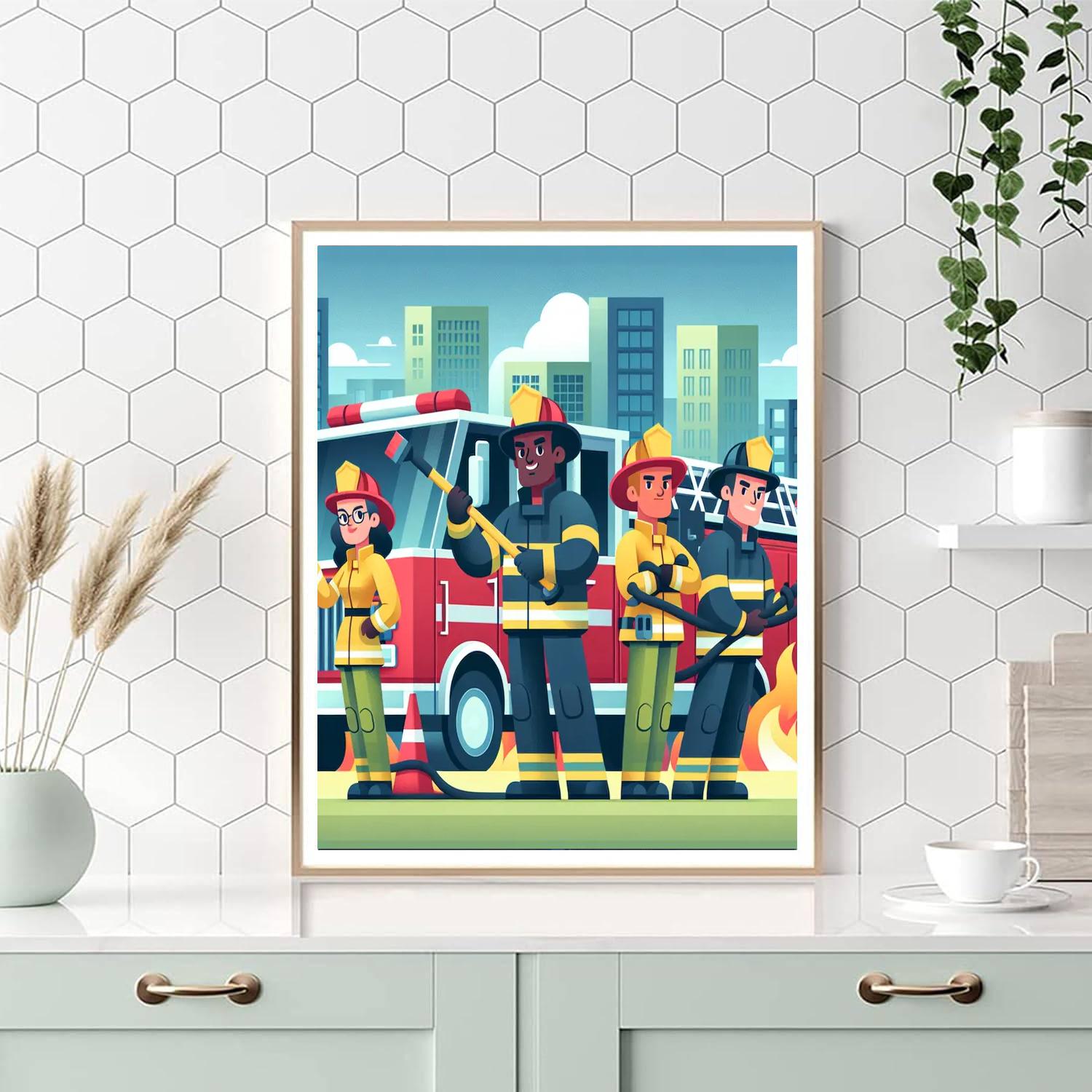 Friendly Firefighter Heroes Painting By Numbers Kit