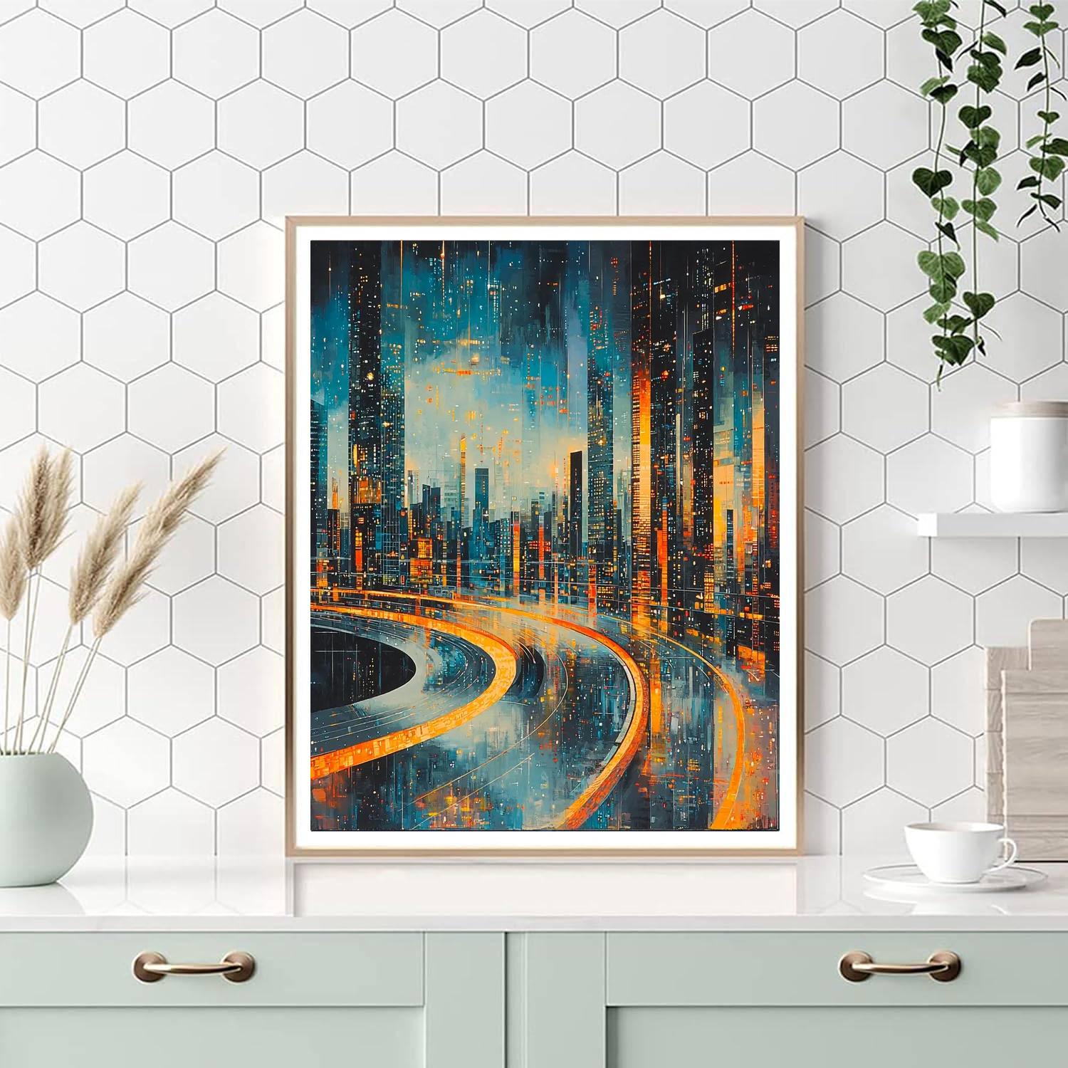 Futurists Inspired Dynamic Futuristic City  Paint By Numbers