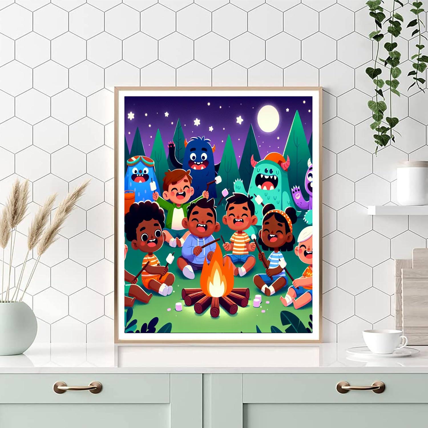 Cuddly Monster Campout Painting Number Kit