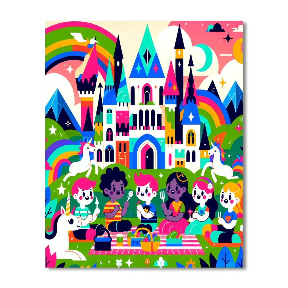Enchanted Castle Picnic Paint By Numbers Art
