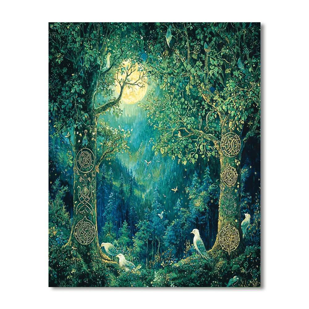 Edmund Dulac Inspired Celtic Fantasy Forest  Paint By Numbers