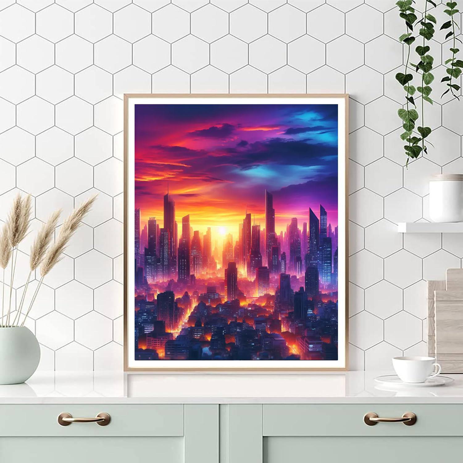 Radiant City Sunset Paint By Number