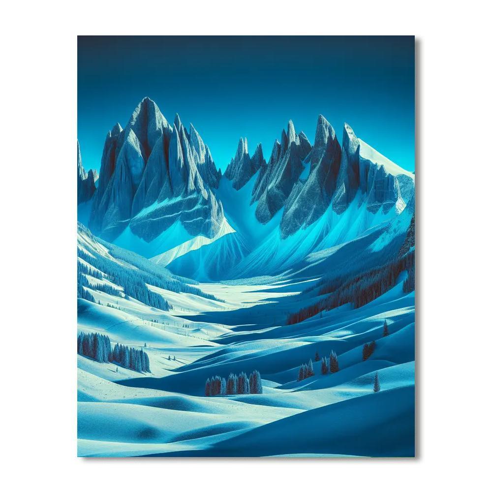 Snowy Mountain Majesty Number Painting